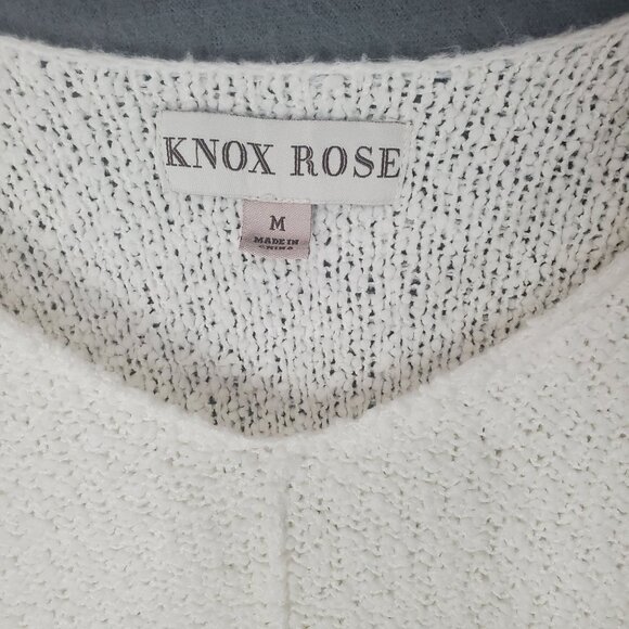 KNOX ROSE Womens Sweater SZ M Slouchy V-Neck‎ Pullover Long Sleeves Knit White - Picture 3 of 7